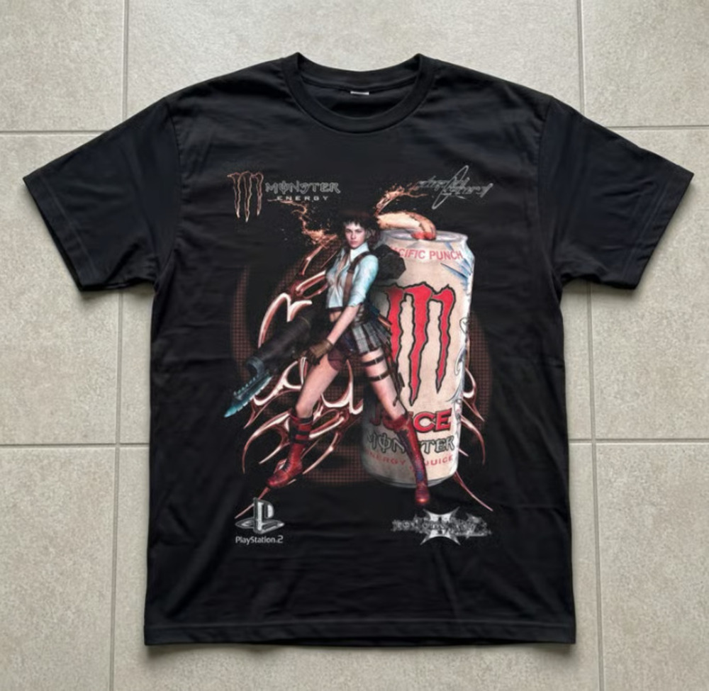 Lady Devil May Cry Monster Energy Parody Cyber Y2K Tee